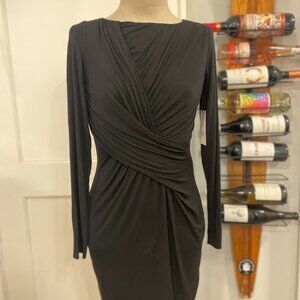 NWT Bailey 44 Black Clandestine Draped Dress Women's Medium Knit LBD